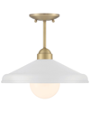 Lumanity Brooks Matte White 14in Semi-flush Mount Ceiling Barn Light In White