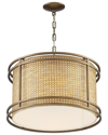 Lumanity Tailor Single-light Cane And Brass Drum Pendant Chandelier In Bronze