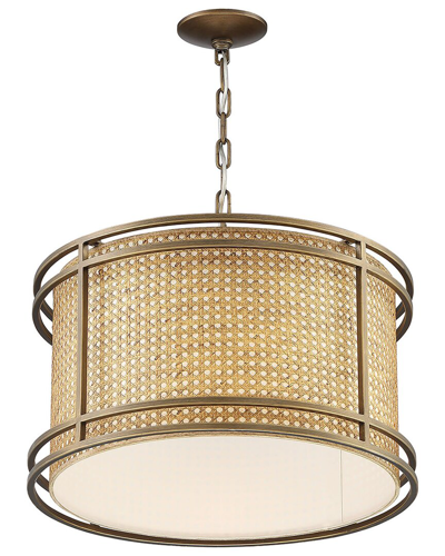 LUMANITY LUMANITY TAILOR SINGLE-LIGHT CANE AND BRASS DRUM PENDANT CHANDELIER