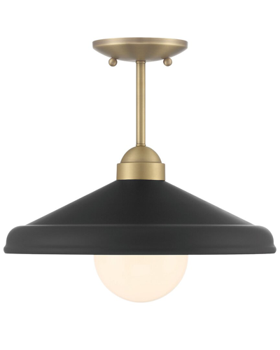 LUMANITY LUMANITY BROOKS MATTE BLACK 14IN SEMI-FLUSH MOUNT CEILING BARN LIGHT