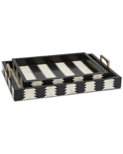 Currey & Company Set Of 2 Arrow Black & White Tray