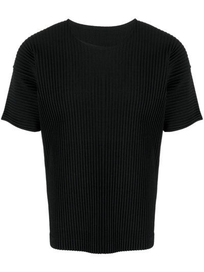 Issey Miyake Technical-pleated T-shirt In Black