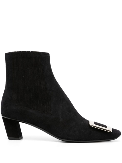Roger Vivier Belle Vivier Leather Heel Ankle Boots In Black