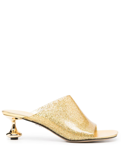 Loewe Toy Glitter Drop Stiletto Mules In Gold