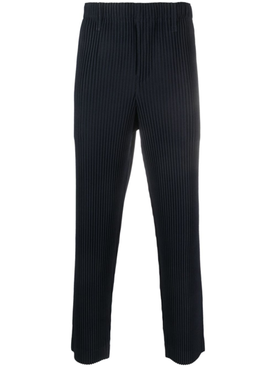 Issey Miyake Straight Leg Trousers In Blue
