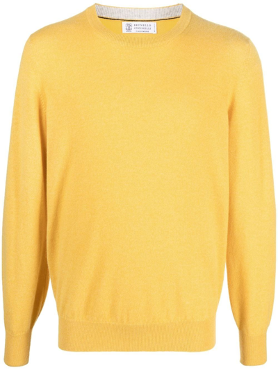Brunello Cucinelli Cashmere Sweater In Yellow