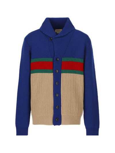Gucci Kids' Colorful Cardigan With Web Detail For Boy In Multicolor