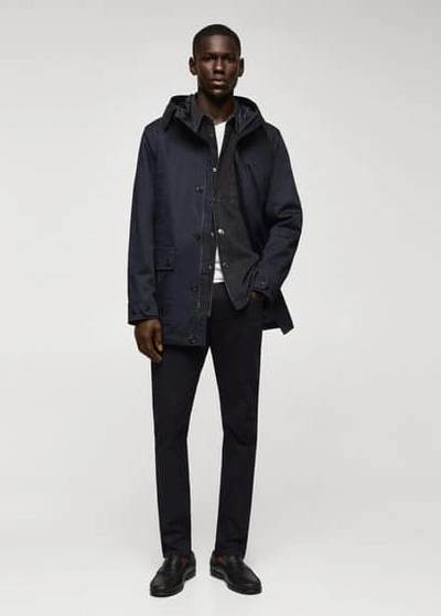 Mango Parka Poches Capuche In Dark Navy