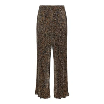 Pieces Leopard Printed Pleated Trousers In Animal Print