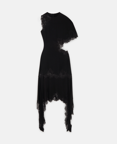 Stella Mccartney Guipere Lace Silk Georgette Dress In Black