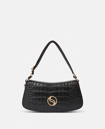 Stella Mccartney S-wave Croc-effect Embossed Tote Bag In Black