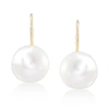 Ross-simons 10-11mm Cultured Button Pearl Drop Earrings In 14kt Yellow Gold In White