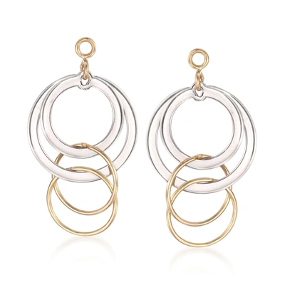 Ross-simons 14kt Yellow Gold And Sterling Silver Circle Drop Earring Jackets In White