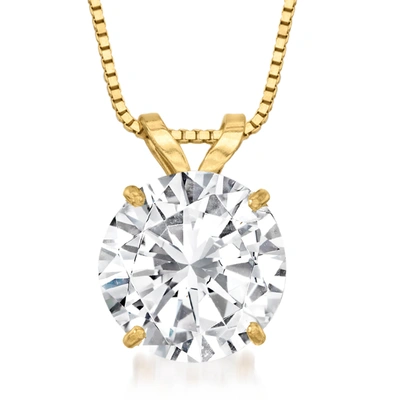 Ross-simons Cz Solitaire Necklace In 14kt Yellow Gold In Multi