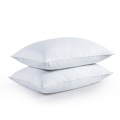 Puredown Peace Nest Set Of 2 Feather Down Bed Pillows W/ 100% Cotton Cover In White