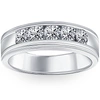 Pompeii3 1 Ct Mens Diamond 5-stone Wedding Ring Channel Set Classic Ring 10k White Gold In Multi