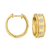 Ross-simons Diamond Clover Hoop Earrings In 18kt Gold Over Sterling In Silver