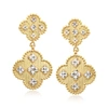Ross-simons 14kt 2-tone Gold Clover Drop Earrings In Yellow