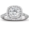 Pompeii3 2 1/4 Ct Diamond & Moissanite Cushion Halo Engagement Ring 14k White Gold In Multi