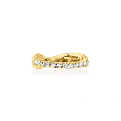 Rs Pure Ross-simons Diamond-accented Single Ear Cuff In 14kt Yellow Gold