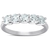 Pompeii3 1 Ct Five Stone Ex3 Lab Grown Diamond Wedding Ring 14k White Gold Ex3 Lab Grown In Multi