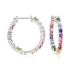 Ross-simons Multi-gem Hoop Earrings In Sterling Silver In Multi