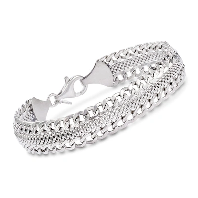 Ross-simons Italian Sterling Silver Curb-link Bracelet In Multi