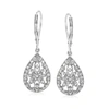 Ross-simons Diamond Openwork Teardrop Earrings In Sterling Silver In Silver