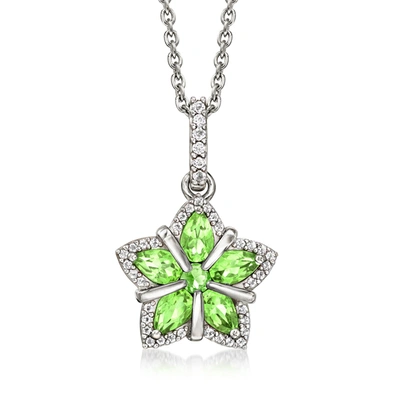 Ross-simons Tsavorite Star Pendant Necklace With . White Topaz In Sterling Silver In Green