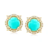 CANARIA FINE JEWELRY CANARIA TURQUOISE EARRINGS WITH . DIAMONDS IN 10KT YELLOW GOLD
