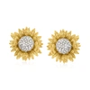 Ross-simons Diamond Sunflower Earrings In 14kt Yellow Gold In Gold