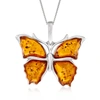 ROSS-SIMONS AMBER BUTTERFLY PENDANT NECKLACE IN STERLING SILVER