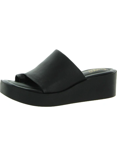 Franco Sarto Cessa Womens Leather Slip On Wedge Sandals In Black