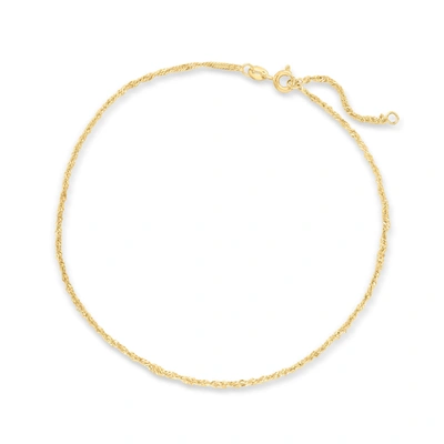 Canaria Fine Jewelry Canaria 1.5mm 10kt Yellow Gold Singapore Chain Anklet In White