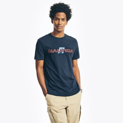 Nautica Mens Sustainably Crafted Logo Graphic T-shirt In Blue
