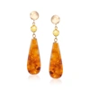 ROSS-SIMONS AMBER TEARDROP EARRINGS WITH CITRINE ACCENTS IN 14KT YELLOW GOLD