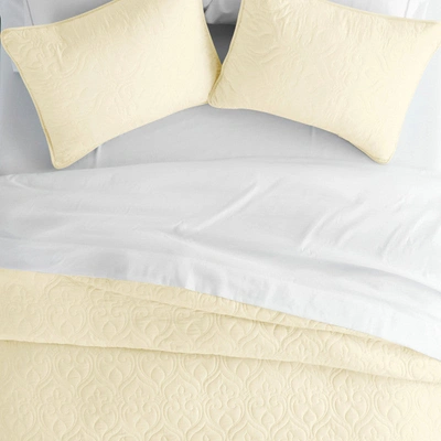 Ienjoy Home Damask Stitch Gray Quilt Coverlet Set Contemporary Ultra Soft Microfiber Bedding