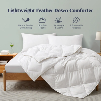 Peace Nest Soft Lightweight Down And Feather Fiber Comforter Diamond Quilted Duvet Insert In White