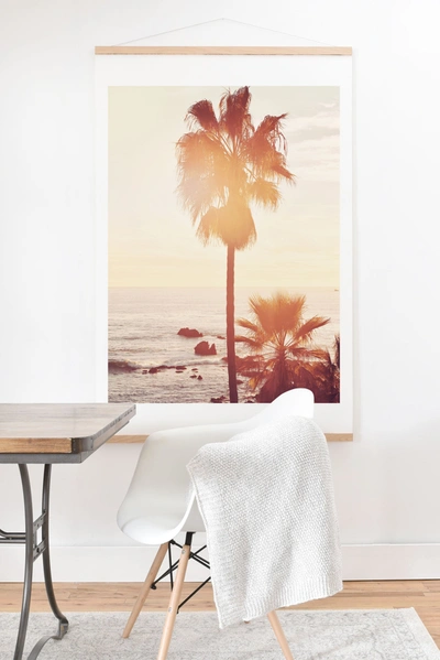 Deny Designs Bree Madden Sunray Palms Art Print With Oak Hanger In Gold