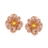 Ross-simons Italian 18kt 2-tone Gold Flower Earrings In Multi