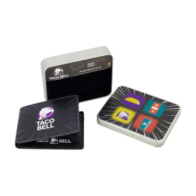 Concept One Taco Bell Logo Bifold Wallet, Slim Wallet With Decorative Tin For Men And Women In Multi