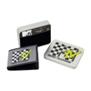 CONCEPT ONE MTV LOGO WITH CHECKERBOARD PATTERN BIFOLD WALLET, SLIM WALLET WITH DECORATIVE TIN FOR MEN AND WOMEN