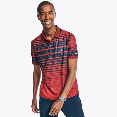 Nautica Mens Sustainably Crafted Navtech Striped Classic Fit Polo In Blue