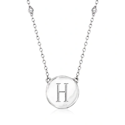Rs Pure By Ross-simons Sterling Silver Personalized Disc And Diamond Station Necklace