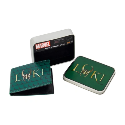 Concept One Marvel Loki Logo Bifold Wallet, Slim Wallet With Decorative Tin For Men And Women In Multi