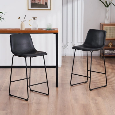 Peace Nest 26" Or 30" Counter Height Modern Bucket Bar Stool, Set Of 2， For Dinning Room