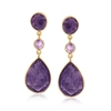 Ross-simons Amethyst Drop Earrings In 18kt Gold Over Sterling In Purple