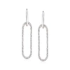 Ross-simons Diamond Paper Clip Link Removable Hoop Drop Earrings In Sterling Silver In Silver