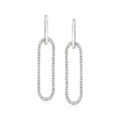 Ross-simons Diamond Paper Clip Link Removable Hoop Drop Earrings In Sterling Silver In Metallic