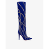 Christian Louboutin Astrilarge Botta Pika Red Sole Studded Suede Knee-high Boots In Galactiqueen